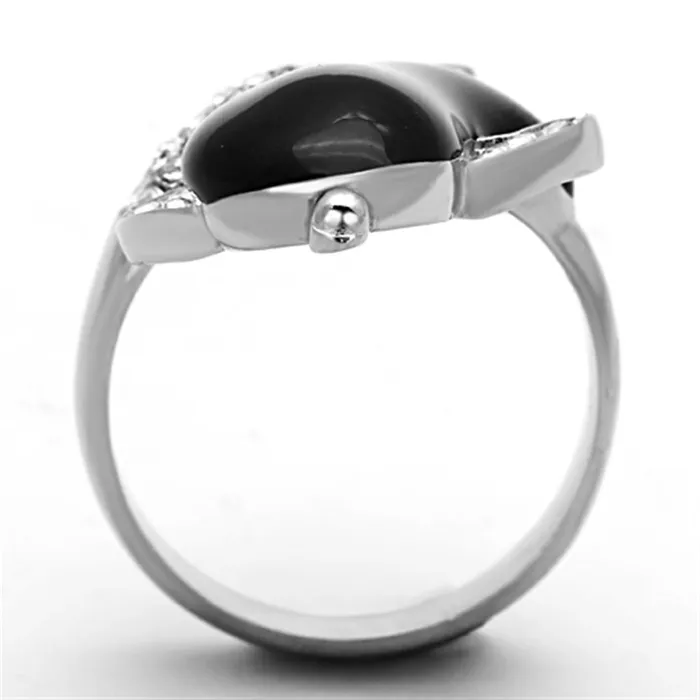 TK1326 High polished no plating Stainless Steel Ring with Top Grade Crystal in Clear Alamode Rings