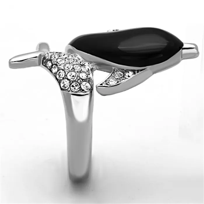 TK1326 High polished no plating Stainless Steel Ring with Top Grade Crystal in Clear Alamode Rings