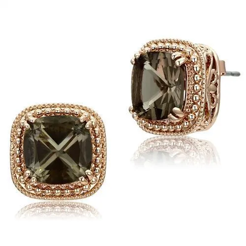 TK1674 IP Rose GoldIon Plating Stainless Steel Earrings with Genuine Stone in Brown Alamode Earrings TK1674 IP Rose GoldIon Plating Stainless Steel Earrings with Genuine Stone in Brown Alamode Earrings