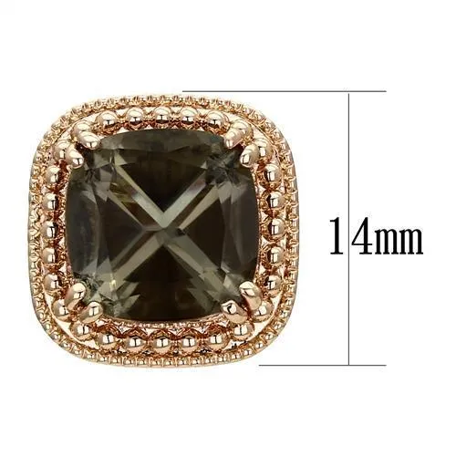 TK1674 IP Rose GoldIon Plating Stainless Steel Earrings with Genuine Stone in Brown Alamode Earrings