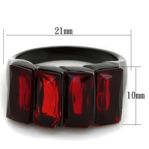 TK1854 IP BlackIon Plating Stainless Steel Ring with Synthetic Synthetic Glass in Siam Alamode Rings