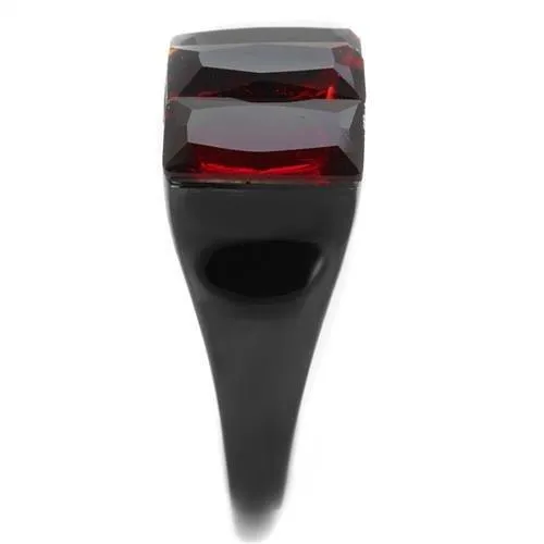 TK1854 IP BlackIon Plating Stainless Steel Ring with Synthetic Synthetic Glass in Siam Alamode Rings