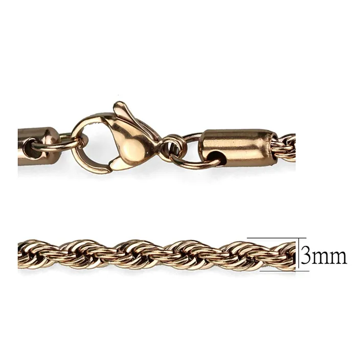 TK2434R IP Rose GoldIon Plating Stainless Steel Chain with No Stone Alamode Bracelets