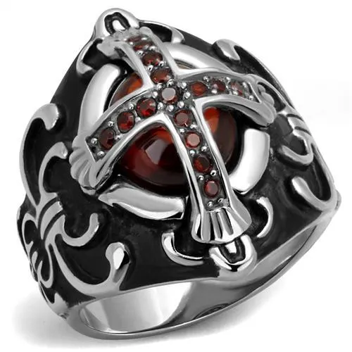 TK2507 High polished no plating Stainless Steel Ring with AAA Grade CZ in Garnet Alamode Rings TK2507 High polished no plating Stainless Steel Ring with AAA Grade CZ in Garnet Alamode Rings