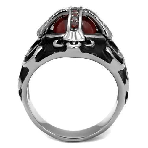TK2507 High polished no plating Stainless Steel Ring with AAA Grade CZ in Garnet Alamode Rings