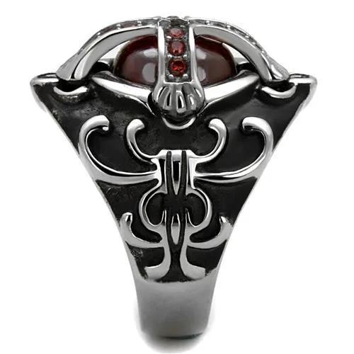 TK2507 High polished no plating Stainless Steel Ring with AAA Grade CZ in Garnet Alamode Rings