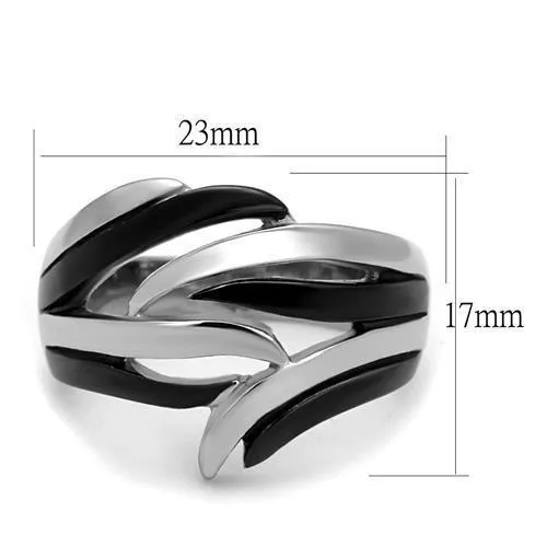 TK2605 TwoTone IP Black Ion Plating Stainless Steel Ring with No Stone Alamode Rings