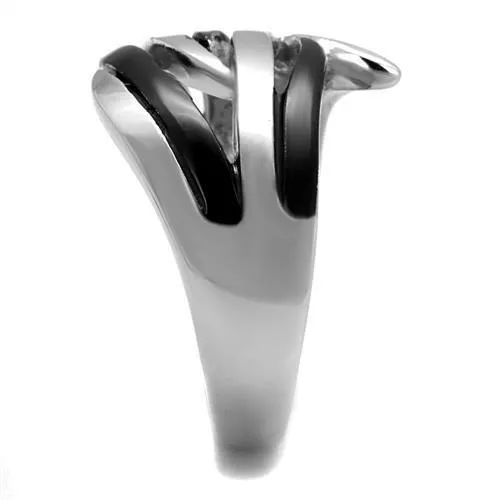 TK2605 TwoTone IP Black Ion Plating Stainless Steel Ring with No Stone Alamode Rings