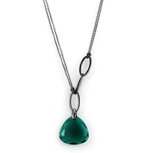 TK2858 IP Light Black IP Gun Stainless Steel Necklace with Synthetic Synthetic Glass in Blue Zircon Alamode Necklaces TK2858 IP Light Black IP Gun Stainless Steel Necklace with Synthetic Synthetic Glass in Blue Zircon Alamode Necklaces