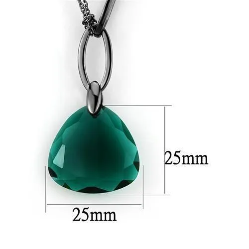 TK2858 IP Light Black IP Gun Stainless Steel Necklace with Synthetic Synthetic Glass in Blue Zircon Alamode Necklaces