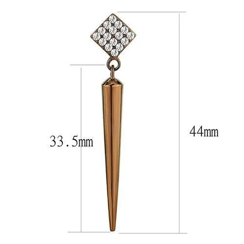 TK3158 IP Coffee light Stainless Steel Earrings with AAA Grade CZ in Clear Alamode Earrings