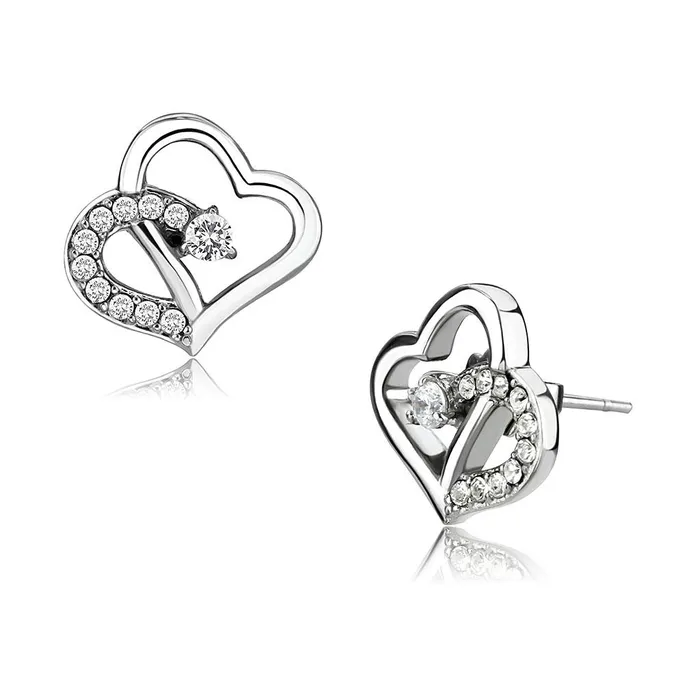 TK3656 High polished no plating Stainless Steel Earrings with AAA Grade CZ in Clear Alamode Earrings TK3656 High polished no plating Stainless Steel Earrings with AAA Grade CZ in Clear Alamode Earrings