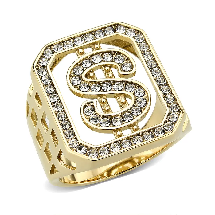 TK3757 IP GoldIon Plating Stainless Steel Ring with Top Grade Crystal in Clear Alamode Rings TK3757 IP GoldIon Plating Stainless Steel Ring with Top Grade Crystal in Clear Alamode Rings