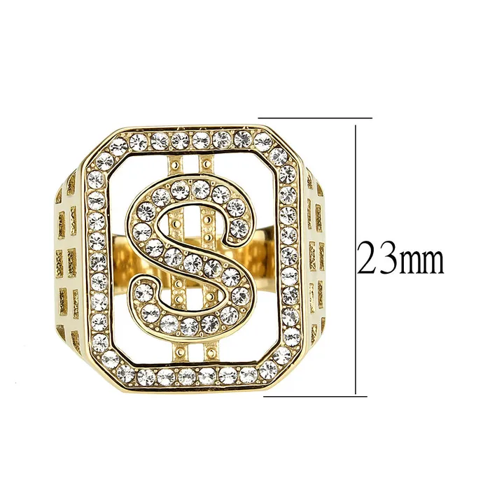 TK3757 IP GoldIon Plating Stainless Steel Ring with Top Grade Crystal in Clear Alamode Rings TK3757 IP GoldIon Plating Stainless Steel Ring with Top Grade Crystal in Clear Alamode Rings