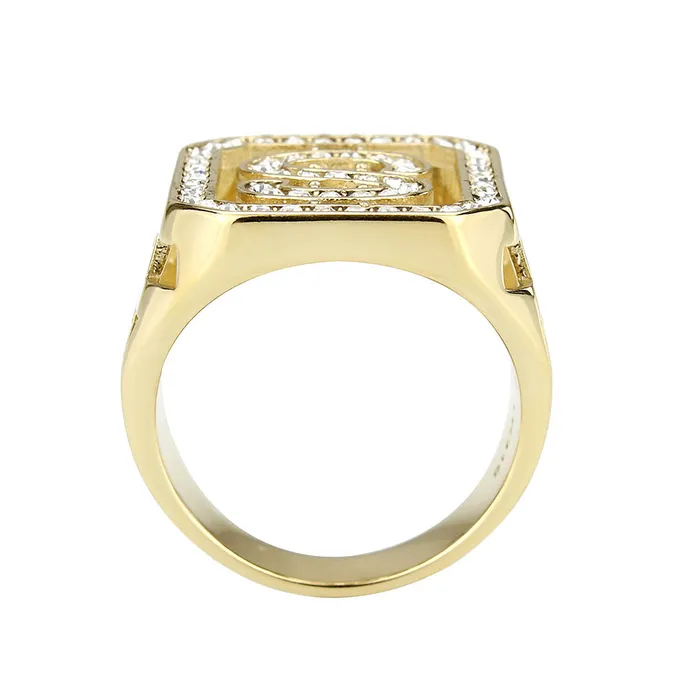 TK3757 IP GoldIon Plating Stainless Steel Ring with Top Grade Crystal in Clear Alamode Rings TK3757 IP GoldIon Plating Stainless Steel Ring with Top Grade Crystal in Clear Alamode Rings