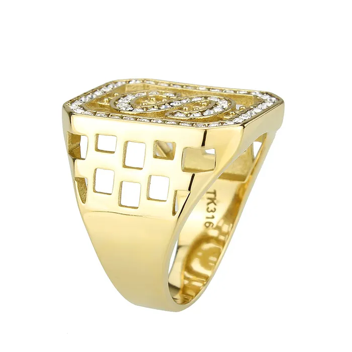 TK3757 IP GoldIon Plating Stainless Steel Ring with Top Grade Crystal in Clear Alamode Rings TK3757 IP GoldIon Plating Stainless Steel Ring with Top Grade Crystal in Clear Alamode Rings