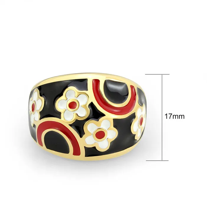 TK3880 IP GoldIon Plating Stainless Steel Ring with Epoxy in MultiColor Alamode Rings