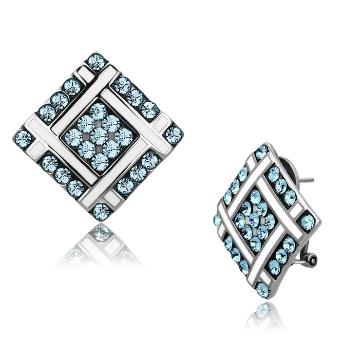 TK850 High polished no plating Stainless Steel Earrings with Top Grade Crystal in Sea Blue Alamode Earrings TK850 High polished no plating Stainless Steel Earrings with Top Grade Crystal in Sea Blue Alamode Earrings