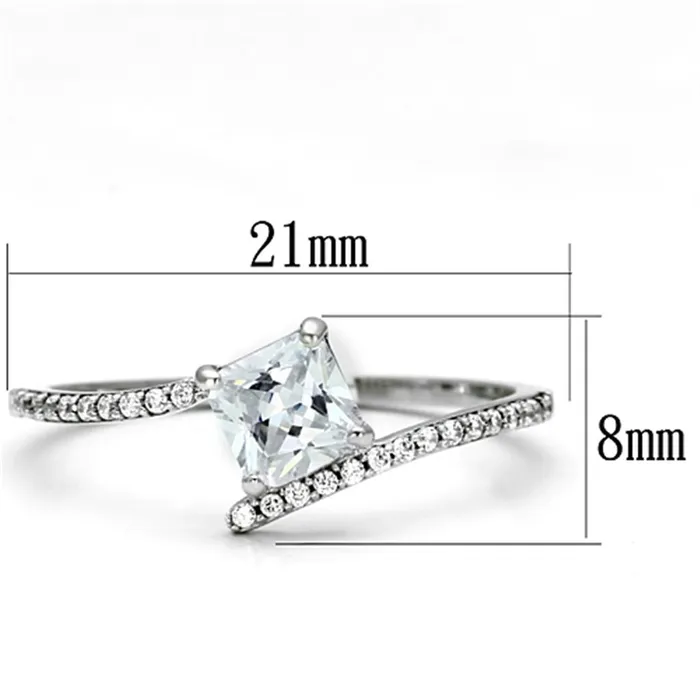 TS083 Rhodium 925 Sterling Silver Ring with AAA Grade CZ in Clear Alamode Rings