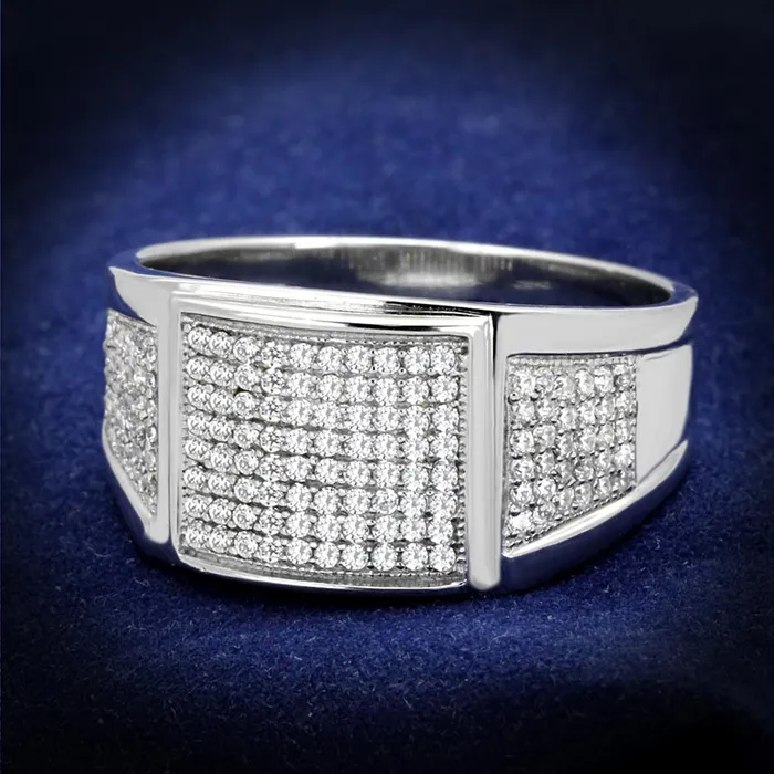 TS241 Rhodium 925 Sterling Silver Ring with AAA Grade CZ in Clear Alamode Rings TS241 Rhodium 925 Sterling Silver Ring with AAA Grade CZ in Clear Alamode Rings