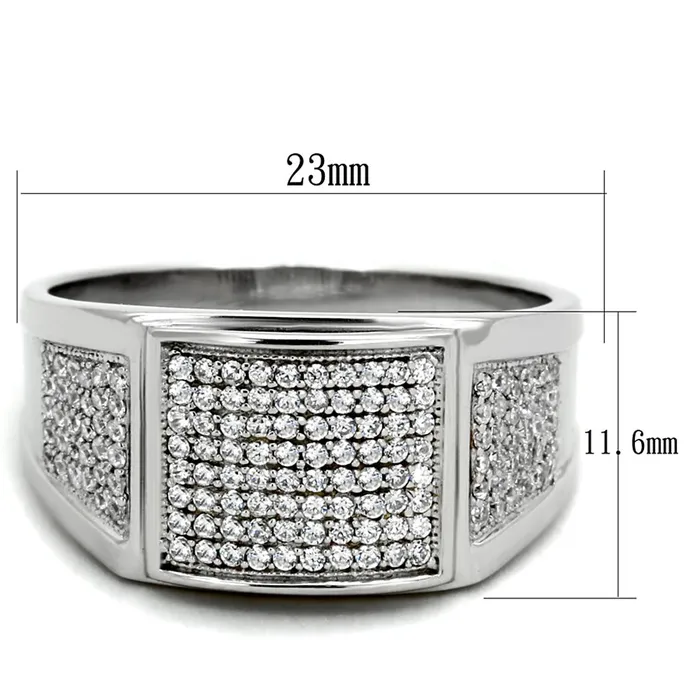TS241 Rhodium 925 Sterling Silver Ring with AAA Grade CZ in Clear Alamode Rings