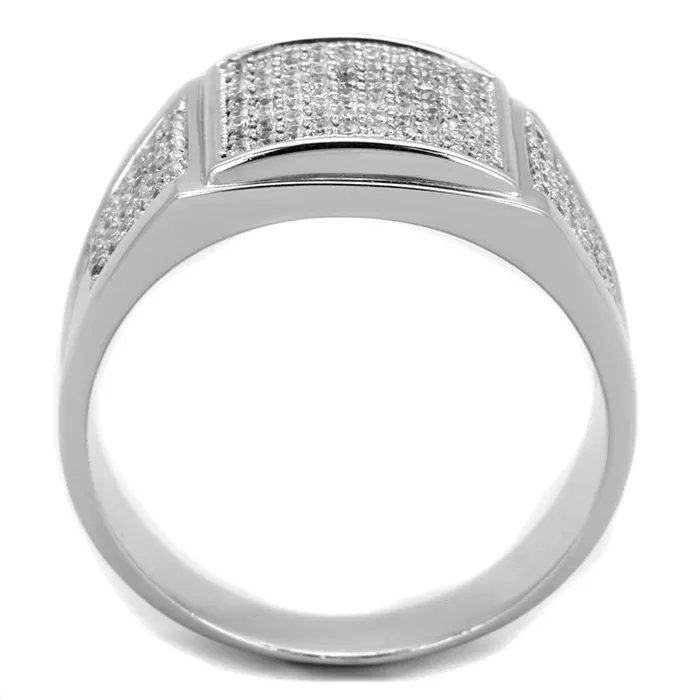 TS241 Rhodium 925 Sterling Silver Ring with AAA Grade CZ in Clear Alamode Rings