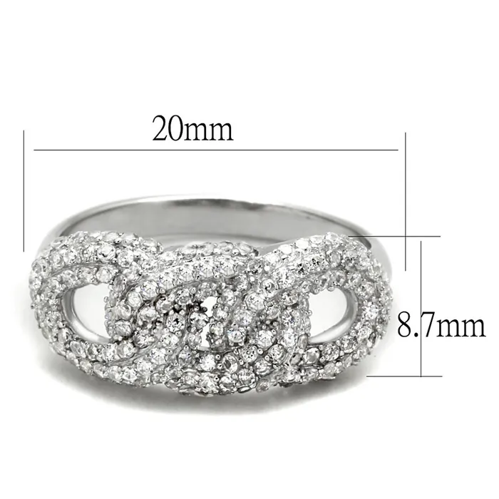 TS334 Rhodium 925 Sterling Silver Ring with AAA Grade CZ in Clear Alamode Rings