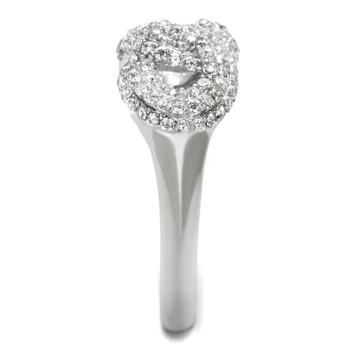 TS334 Rhodium 925 Sterling Silver Ring with AAA Grade CZ in Clear Alamode Rings