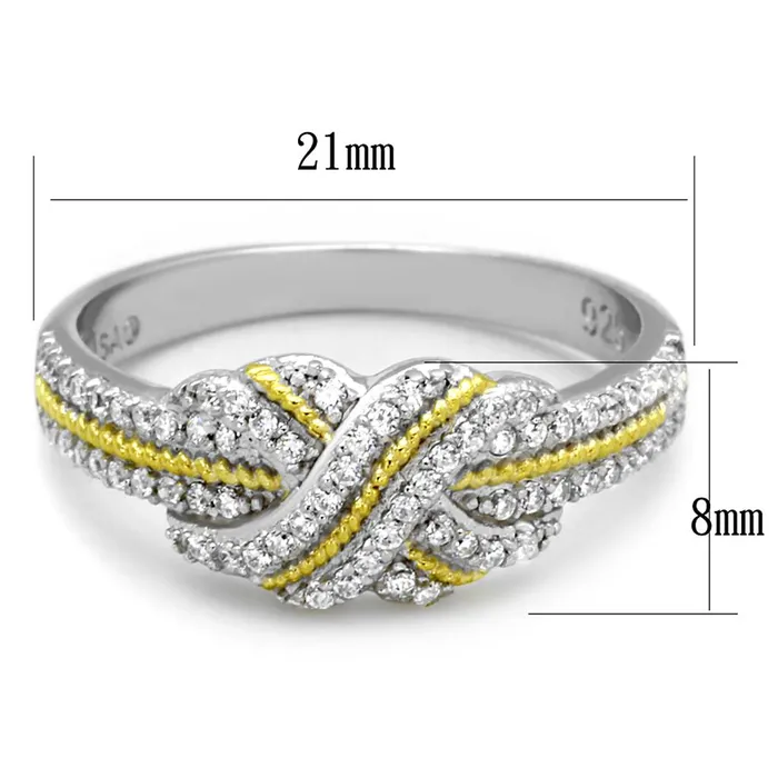 TS370 Reverse TwoTone 925 Sterling Silver Ring with AAA Grade CZ in Clear Alamode Rings