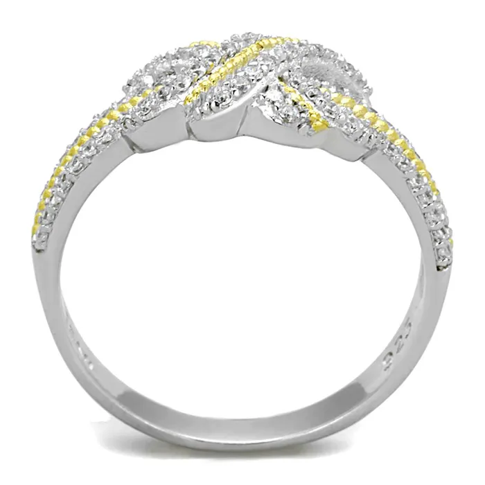 TS370 Reverse TwoTone 925 Sterling Silver Ring with AAA Grade CZ in Clear Alamode Rings
