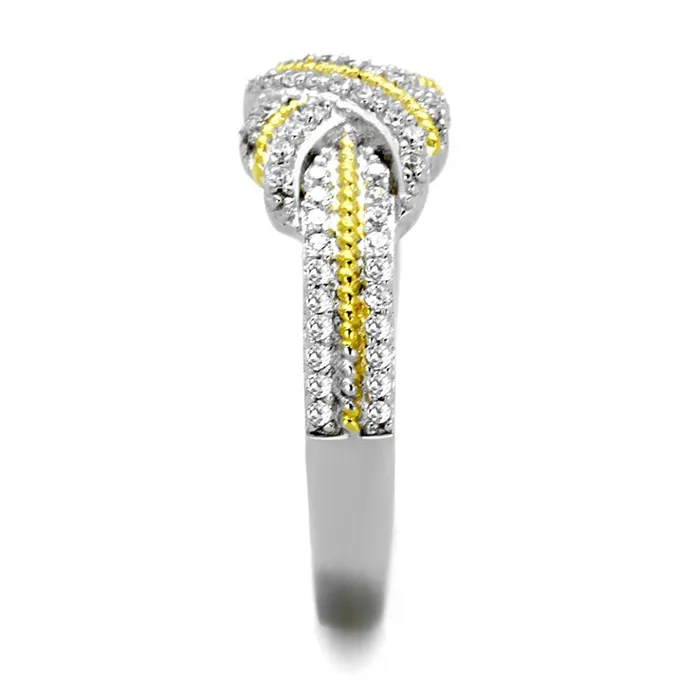 TS370 Reverse TwoTone 925 Sterling Silver Ring with AAA Grade CZ in Clear Alamode Rings