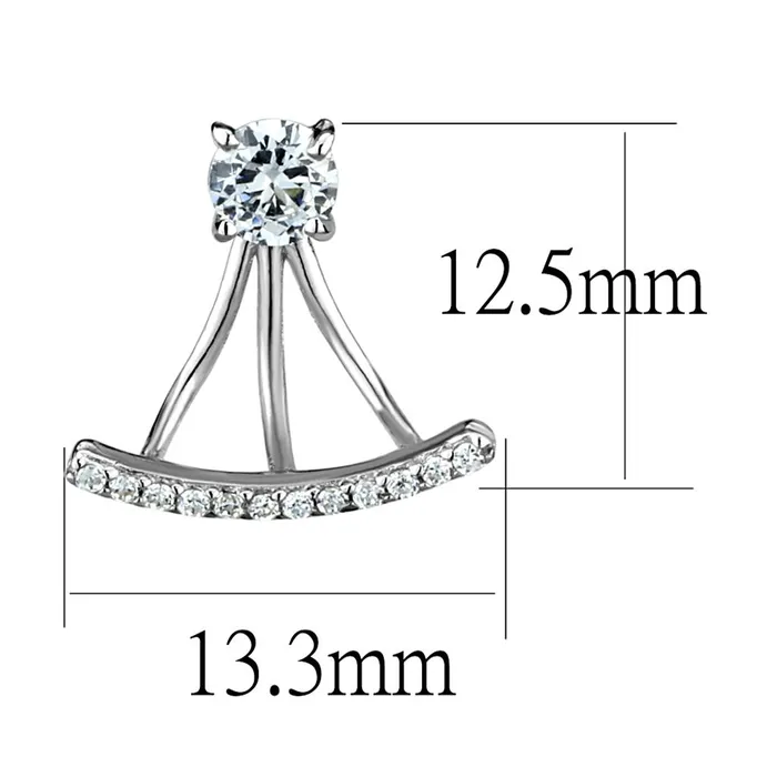 TS512 Rhodium 925 Sterling Silver Earrings with AAA Grade CZ in Clear Alamode Earrings