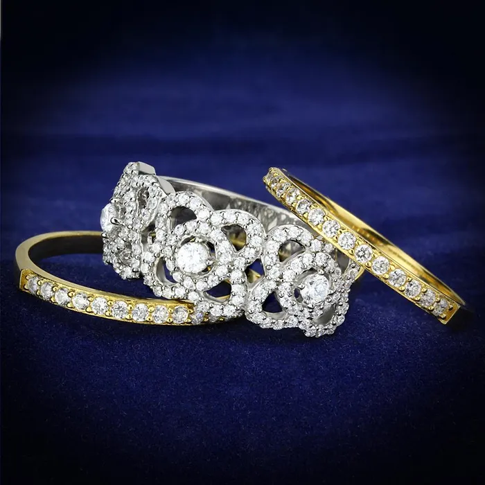TS569 GoldRhodium 925 Sterling Silver Ring with AAA Grade CZ in Clear Alamode Rings TS569 GoldRhodium 925 Sterling Silver Ring with AAA Grade CZ in Clear Alamode Rings