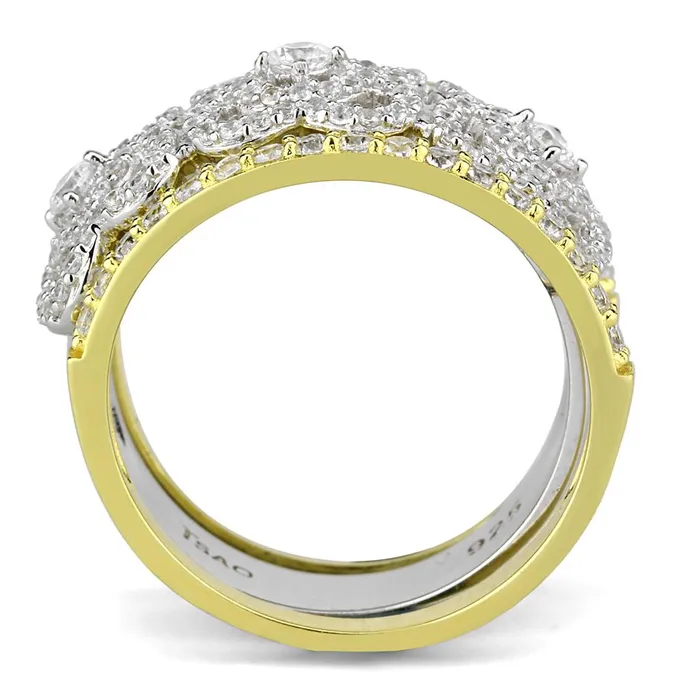 TS569 GoldRhodium 925 Sterling Silver Ring with AAA Grade CZ in Clear Alamode Rings
