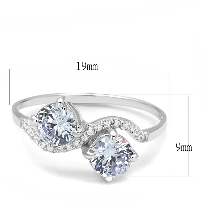 TS577 Rhodium 925 Sterling Silver Ring with AAA Grade CZ in Light Amethyst Alamode Rings