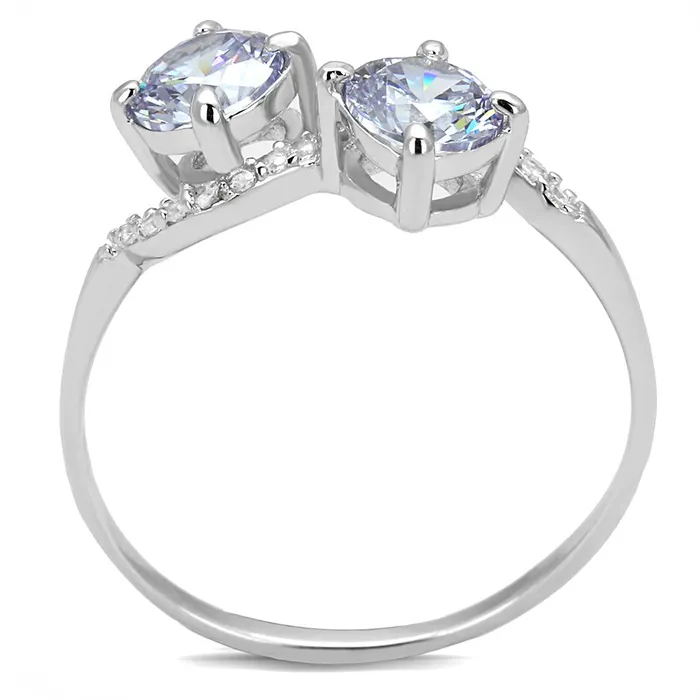 TS577 Rhodium 925 Sterling Silver Ring with AAA Grade CZ in Light Amethyst Alamode Rings
