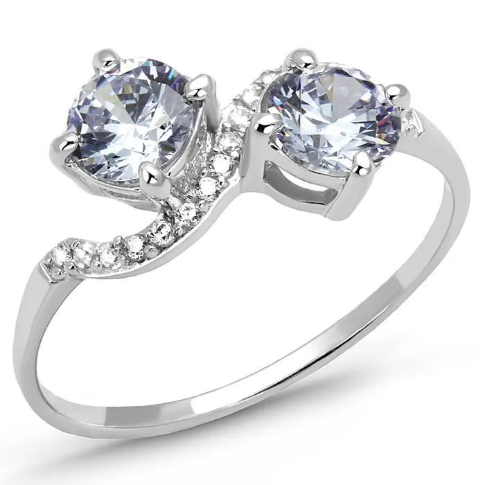 TS577 Rhodium 925 Sterling Silver Ring with AAA Grade CZ in Light Amethyst Alamode Rings