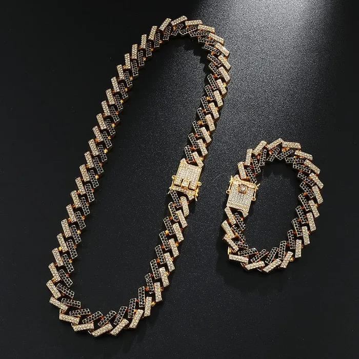 VVS Jewelry 2Tone Cuban Chain FREE Bracelet Bundle VVS Jewelry Bracelets