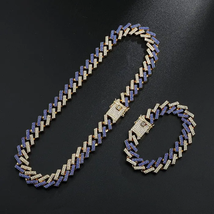 VVS Jewelry 2Tone Cuban Chain FREE Bracelet Bundle VVS Jewelry Bracelets