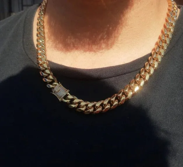 VVS Jewelry Bracelets Stainless Steel Gold Miami Cuban Chain Big Heavy VVS Jewelry Bracelets Stainless Steel Gold Miami Cuban Chain Big Heavy