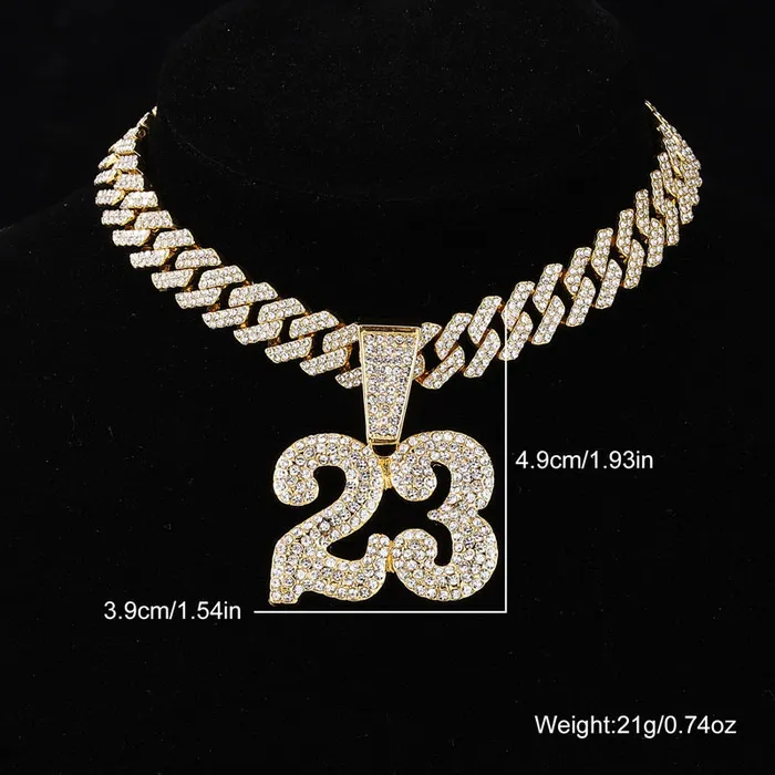 VVS Jewelry Necklaces Jordan 23 Iced Out Cuban Pendant Necklace