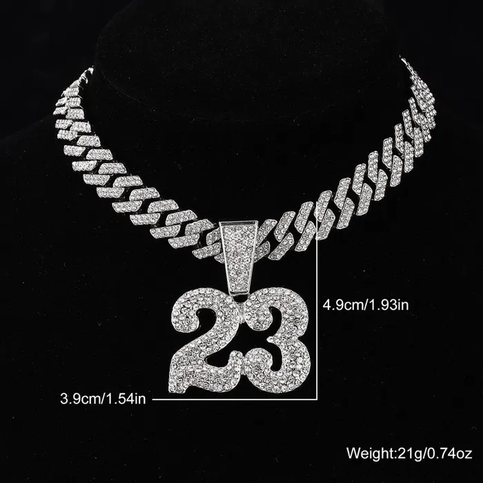 VVS Jewelry Necklaces Jordan 23 Iced Out Cuban Pendant Necklace