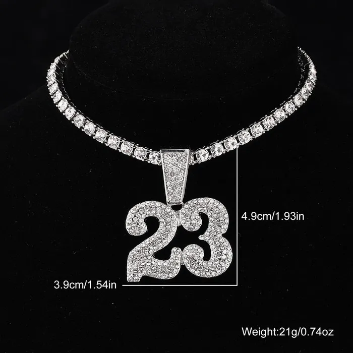 VVS Jewelry Necklaces Jordan 23 Iced Out Cuban Pendant Necklace