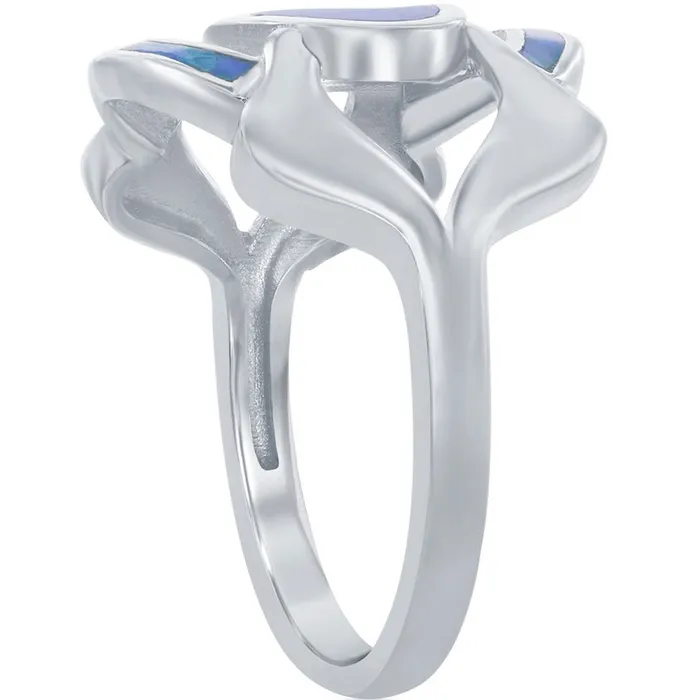 Womens Ring Silver Large Blue Inlay Opal Wide Designed Size 7 W23197 Classic Rings Womens Ring Silver Large Blue Inlay Opal Wide Designed Size 7 W23197 Classic Rings