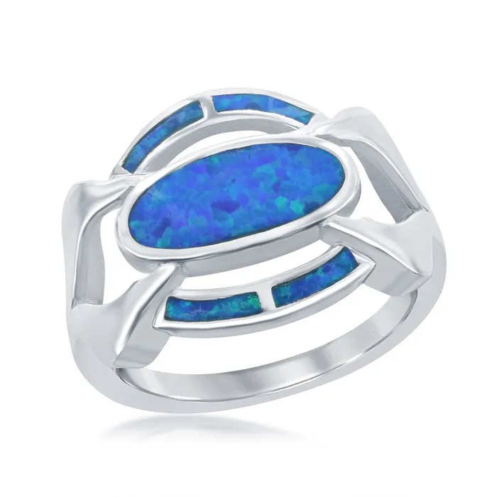 Womens Ring Silver Large Blue Inlay Opal Wide Designed Size 7 W23197 Classic Rings Womens Ring Silver Large Blue Inlay Opal Wide Designed Size 7 W23197 Classic Rings