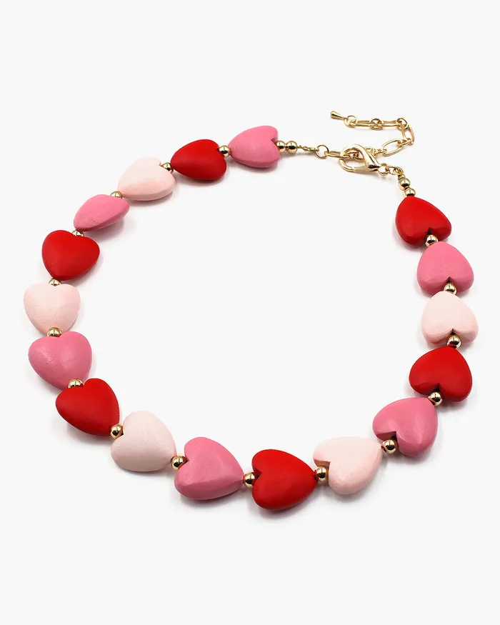 01162024 Painted Wooden Heart Necklace Necklaces