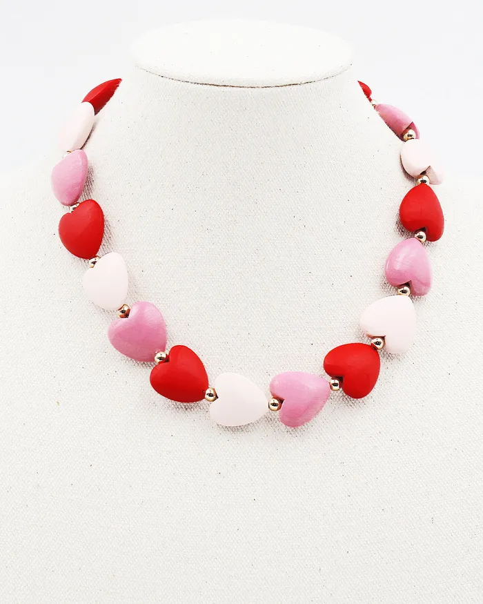 01162024 Painted Wooden Heart Necklace Necklaces 01162024 Painted Wooden Heart Necklace Necklaces