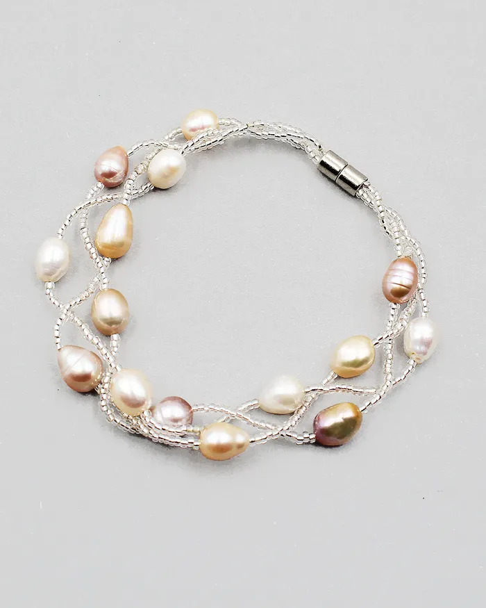 012720230440 Bracelets Triple Braided Elongated Pearl Bracelet 012720230440 Bracelets Triple Braided Elongated Pearl Bracelet