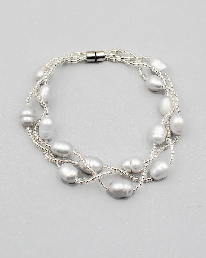 012720230440 Bracelets Triple Braided Elongated Pearl Bracelet 012720230440 Bracelets Triple Braided Elongated Pearl Bracelet