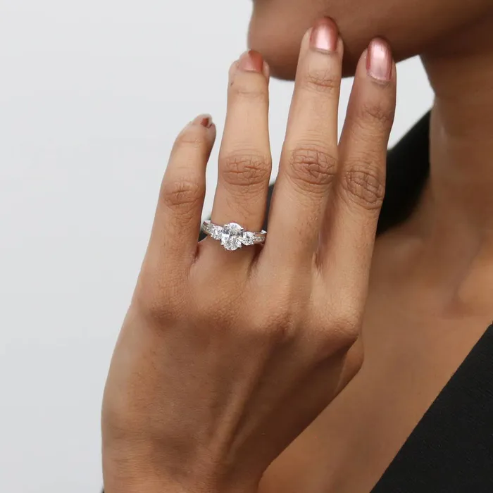 3Stone 12ct Oval CZ Ring Set in Sterling Silver BERRICLE Rings
